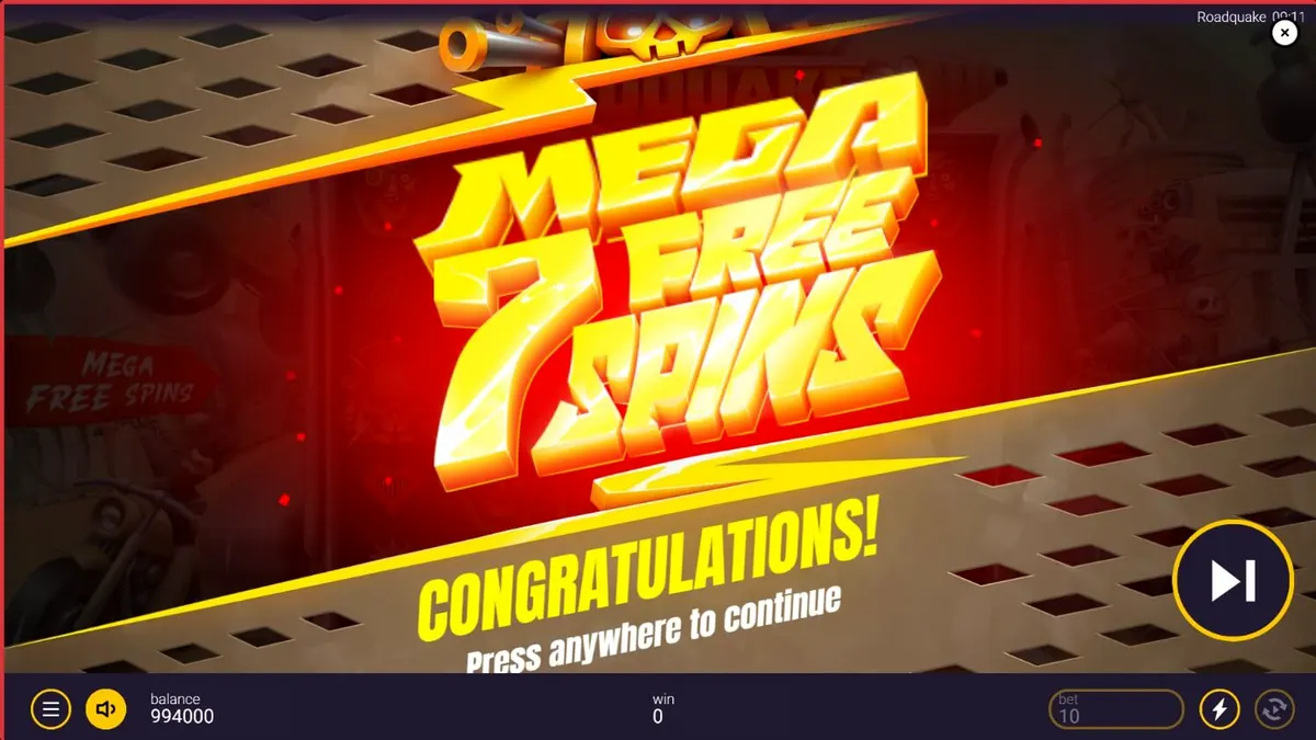 Tampilan visual intens dari slot Roadquake dengan elemen perang jalanan dan simbol-simbol eksplosif.